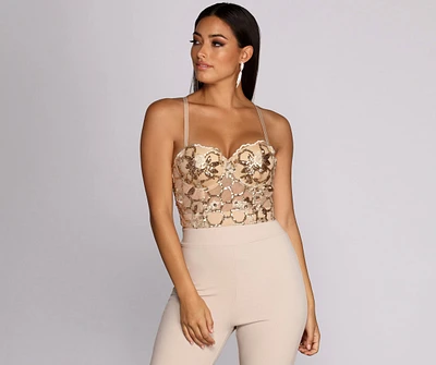 Sweet Sequins Embroidered Bustier