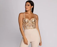 Sweet Sequins Embroidered Bustier