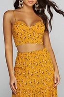 Golden Glow Floral Crop Top