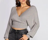 Feeling Fab Surplice Cropped Sweater