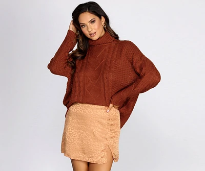 Turtleneck Cabe Knit Sweater
