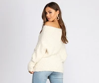 Off Shoulder Popcorn Knit Sweater