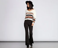 Striped Lattice Back Pullover