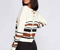 Striped Lattice Back Pullover