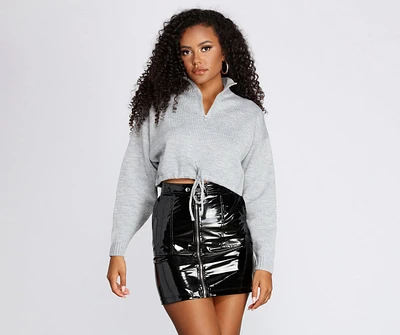 Winter Vacay Mock Neck Cropped Sweater