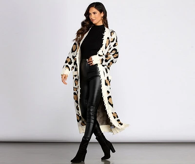 Distressed Leopard Print Duster