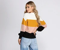 Crew Neck Color-block Pullover Sweater