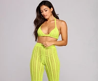 Lime Crochet Halter Crop Top