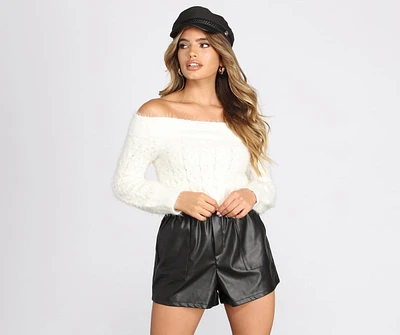 Chenille Cable Knit Crop Top