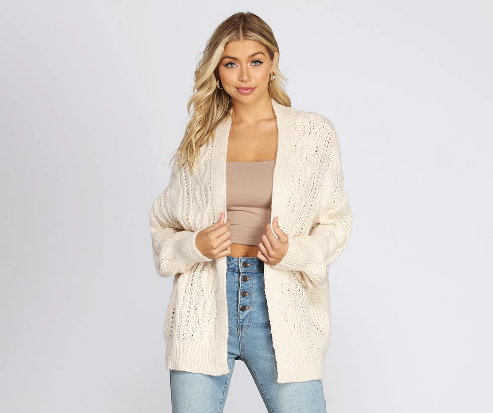 Layered Cutie Cable Knit Cardigan