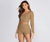 Cutie Cable Knit Crop Top