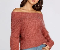 Off The Shoulder Angora Knit Sweater