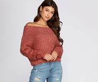 Off The Shoulder Angora Knit Sweater