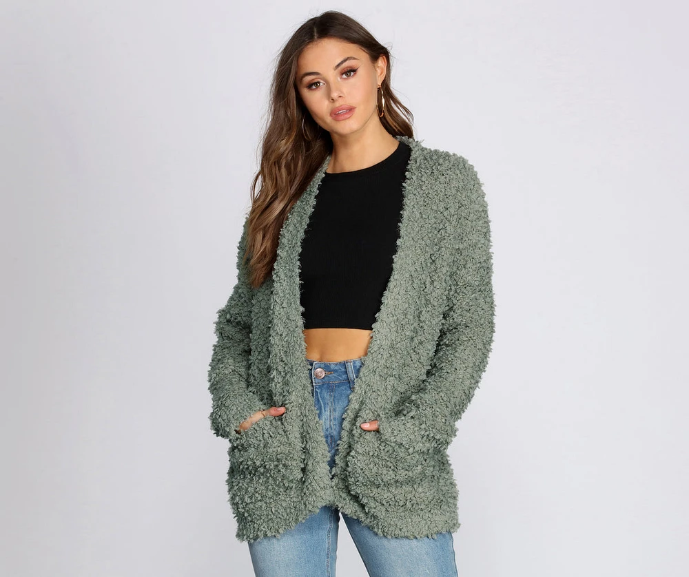 Fuzzy Popcorn Cardigan