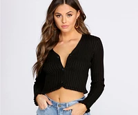 Frilly Long Sleeve Cropped Cardigan