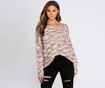 Wide Neck Confetti Knit Sweater