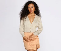 Dripped Glitter Cropped Cardigan