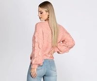 Pom Sleeve Detail Oversized Sweater