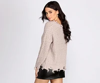 Stylishly Distressed V-Neck Sweater