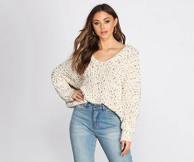 Confetti Knit V Neck Sweater