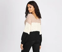 Colorblock Popcorn Knit Sweater