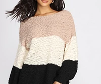 Colorblock Popcorn Knit Sweater