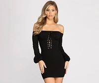 Baby Just Ask Tie Front Knit Mini Dress