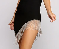 Radiating Rhinestone Asymmetrical Mini Dress