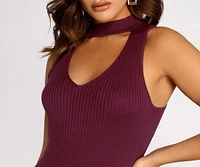 Ribbed Cut Out Sweater Dress