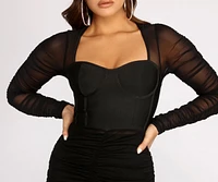 Ruched Mesh Bandage Dress