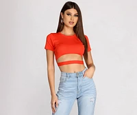 Classic Cut out Crew Neck Crop Top