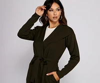 Tie Waist Long Line Cardigan