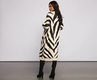 Zebra Print Long Line Cardigan