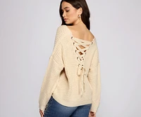 Lattice Back Oversized Pullover Sweater