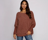 Chenille Knit Dolman Sleeve Sweater