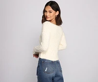 Cozy Cropped Popcorn Knit Sweater