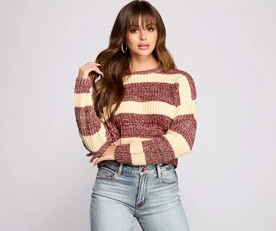 All About The Stripes Cropped Sweater