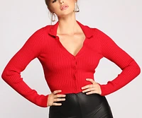 Trendy Collared Cropped Cardigan