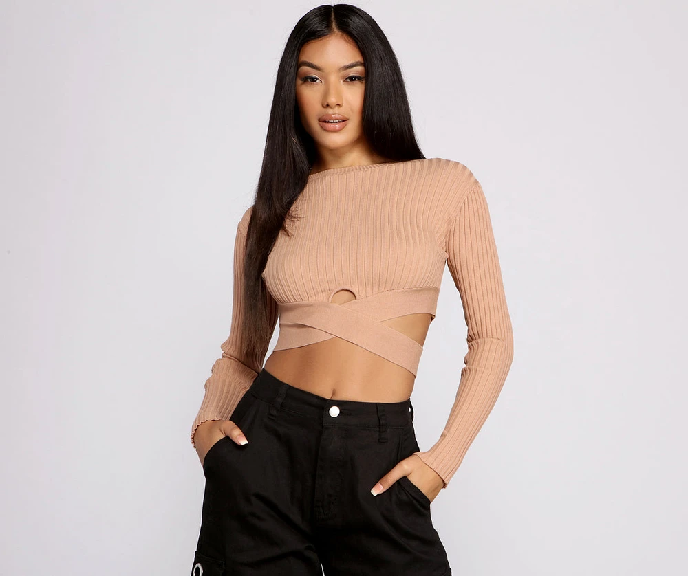 Trendy Girl Ribbed Knit Cropped Sweater