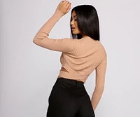 Trendy Girl Ribbed Knit Cropped Sweater