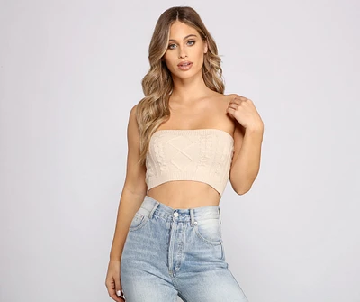 She's A Trendsetter Cable Knit Crop Top