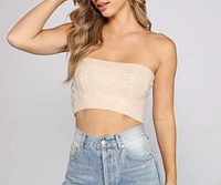 She's A Trendsetter Cable Knit Crop Top