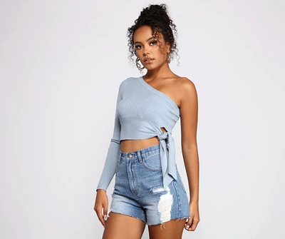 Tied To Basics One Shoulder Crop Top