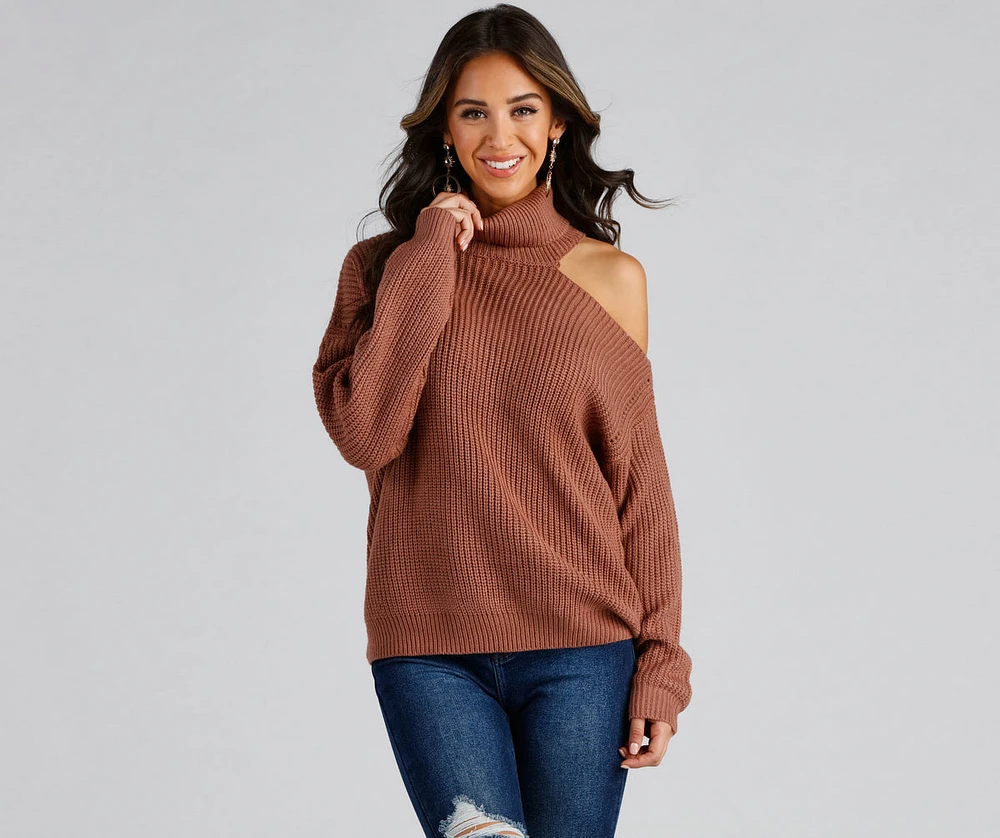 Chic Cold-Shoulder Knit Sweater