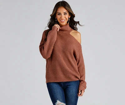 Chic Cold-Shoulder Knit Sweater