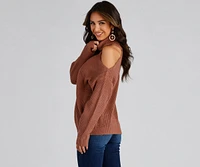 Chic Cold-Shoulder Knit Sweater