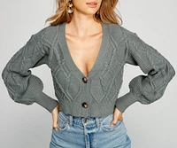 Stylishly Cozy Cable Knit Cropped Cardigan