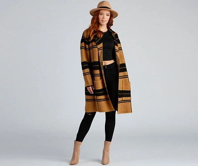 Comfort Zone Plaid Collared Duster