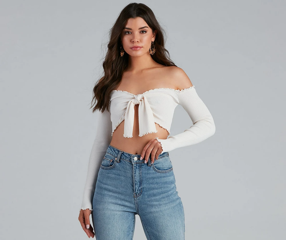 A Trendy Look Tie-Front Crop Top