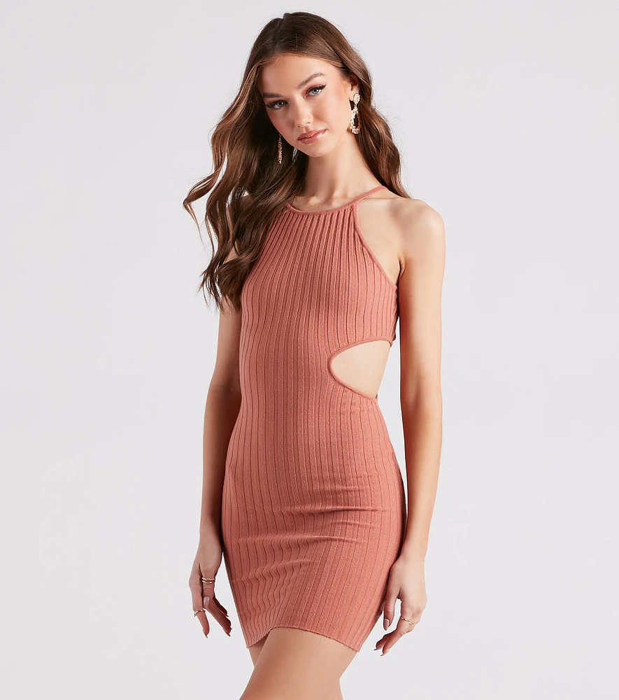 Whatever Rib Takes Cutout Mini Dress